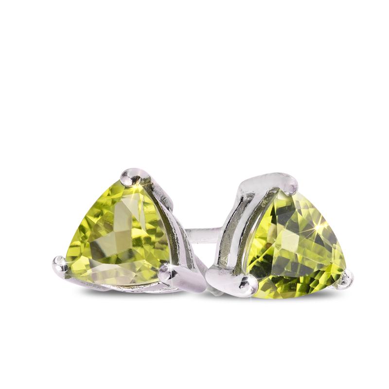 Trillion-Cut Peridot Stud Earrings